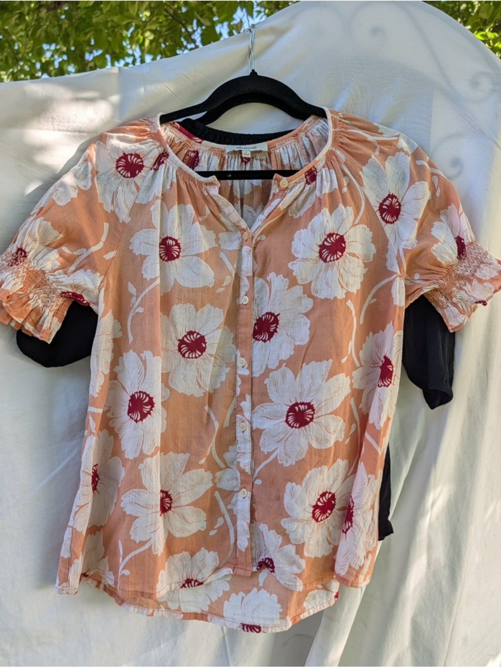 Lot of 2 Peach Floral Button-Front Women’s Top